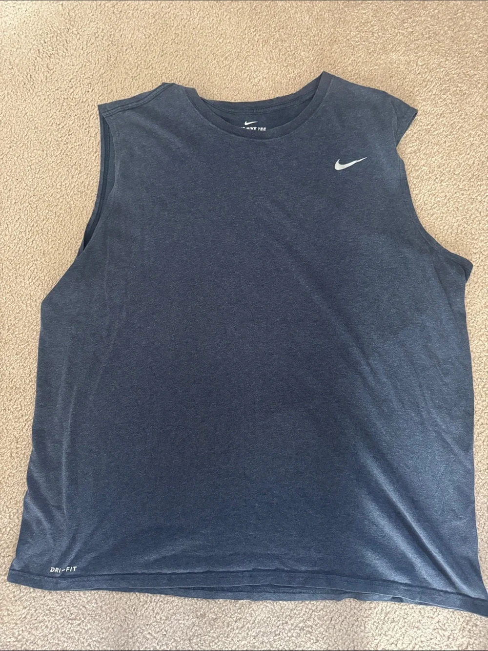 Nike Men's Navy Blue Sleeveless Dri-FIT Athletic Tank